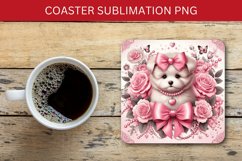square coaster - pink puppy dog Product Image 1