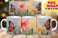 Garden Flowers Stained Glass Sublimation 11oz 15oz Mug Wrap Product Image 1