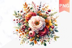 Autumn Flowers Sublimation - Clipart PNG Design Product Image 1