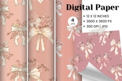 Bow Ribbon Background Bow Digital Paper Pattern Wallpaper_71 Product Image 1