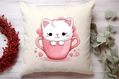 Sweet Cat Valentines Day Clipart, Valentines PNG Product Image 4