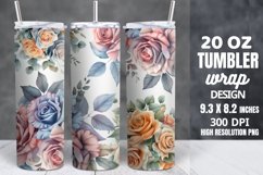 Watercolor Roses Pastel Flowers Tumbler Wrap Product Image 1