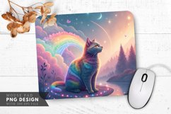 Vibrant Rainbow Cat Ethereal World Mouse Pad PNG Design Product Image 1