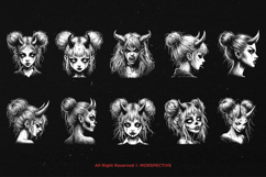 10 Bundle Dark Art Devil Girl Kids Demon Woman Face Hell Product Image 6