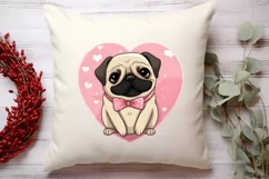 Sweet Pugs Valentine Clipart, Valentines PNG Product Image 4