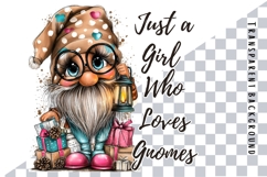 Just a Girl who loves Gnomes PNG, Christmas Cute Gnome PNG Product Image 1