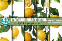 Lemonand Orange Citrus Digital Paper Background PNG Product Image 1