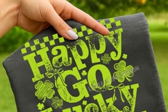 Funny St. Patrick's Day Shirt Design, Happy Go Lucky Png Product Image 4