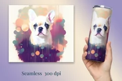 Watercolor Dog Sublimation Tumbler Wrap | 20 oz Straight Png Product Image 2