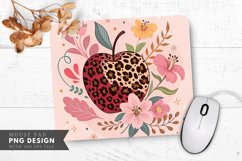 Trendy Leopard Apple with Floral Artistry Mouse Pad PNG Product Image 1