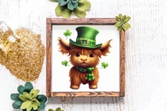 St Patricks Day Highland Cow Clipart, Highland Cow Clipart Product Image 4