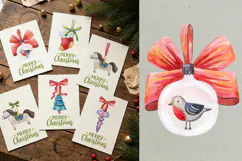 Vintage Watercolor Christmas Clipart & Seamless Patterns Product Image 4