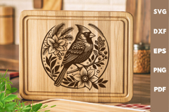 Cardinal Bird laser SVG PNG| Christmas Design Product Image 1
