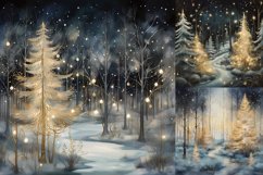 Silvery and golden Christmas forest printable digital papers Product Image 4