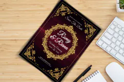 Luxury Royal Burgundy and Gold Wedding Invitation Template Product Image 2