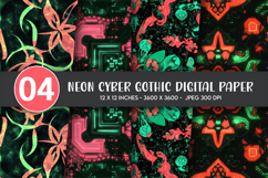 Neon Cyber Gothic Digital Paper Product Image 1