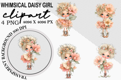 Whimsical Girl Clipart Watercolor png Product Image 1