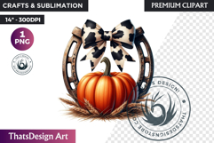Western Coquette Pumpkin Autumn PNG, Cowgirl Fall clipart Product Image 1