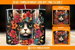 3D Cute Cat Tumbler Wrap Designs, Sublimation Wrap Product Image 1