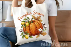 Faux Embroidery Pumpkin Season PNG Fall Sublimation Design Product Image 4
