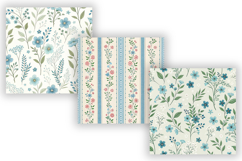 Cottagecore Seamless Digital Paper Pack, Blue Floral Vintage Product Image 4