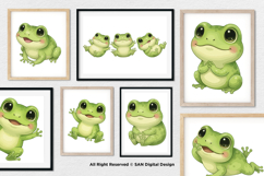 15 Bundle Watercolor Baby Frog Green Animal Pond Gama Product Image 4