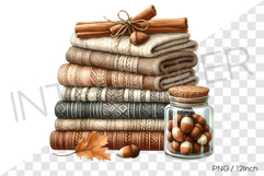 Cinnamon stick and acorn jar fall fabric stack PNG canvas Product Image 1