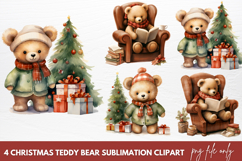 Christmas Clipart Christmas Teddy Bear Clipart Sublimation Product Image 1