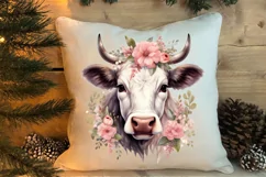Beautiful Christmas Cow Clipart, Christmas Cow Clipart Product Image 4