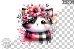 Cat With Flowers Sublimation - Clipart PNG Design Product Image 1