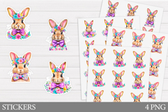 Cute Bunny Sticker Design. Bunny Flowers Sticker Printable Product Image 1
