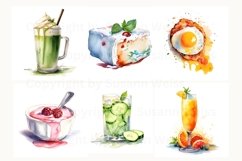 38 digital set watercolor breakfast, 38 breakfast bundle JPG Product Image 4