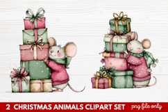 Christmas Animals Clipart Set | Cute Festive Wildlife PNG Product Image 1