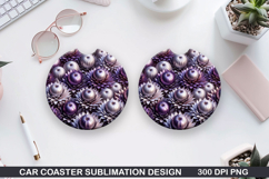 Flowers Car Coaster Sublimation| Flowers Coaster PNG Design Product Image 1