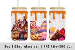 Halloween Candy Gnome tumbler sublimation glass can 16oz Product Image 1