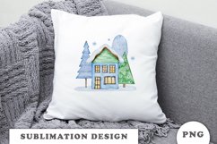 Watercolor Christmas house Sublimation design Product Image 4