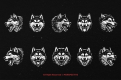 10 Bundle Dark Art Husky Dog Wolf Animal Beast Scary Tattoo Product Image 6