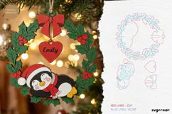 Sleeping Penguin Christmas Ornament Laser Cut | Glowforge Product Image 2