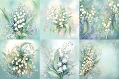 Watercolor lily of the valley printable digital papers Product Image 4
