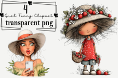 Quirky Girl Funny Clipart Watercolor PNG Product Image 1