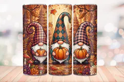 Fall Gnomes 20 OZ Skinny Tumbler Wrap Sublimation PNG. Product Image 4