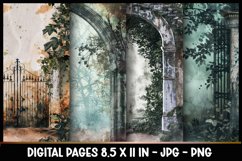 4 garden Gate Digital Papers I Junk Journal 8.5x11 Product Image 1