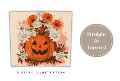 Floral Halloween Pumpkin Tumbler, Spooky Halloween Tumbler Product Image 4