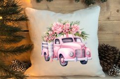 Pink Christmas Car clipart Sublimation, Christmas clipart Product Image 4