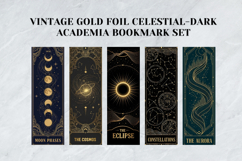 Vintage Gold Foil Celestial Bookmark Set,Antique Moon &amp; Star Product Image 4