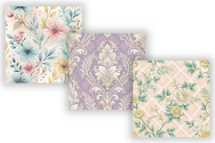 Pastel Toile Digital Paper Pack, Vintage Floral Toile Product Image 4