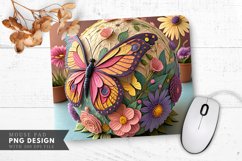 Butterfly and Flowers Wallpaper Mouse Pad PNG Design Product Image 1