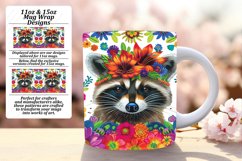 FlowerEmbellished Raccoon Mug Wrap for 11oz/15oz Product Image 1
