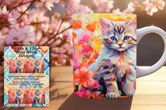 Sweet Cat with Floral Mug Wrap for 11oz/15oz Product Image 1
