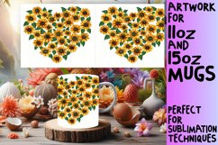 Sublimation Mug Wrap with Floral Heart Design Product Image 1